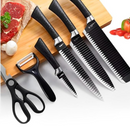 Conjunto Jogo de Facas do Chef Profissional 6 Peças - Preto Premium
